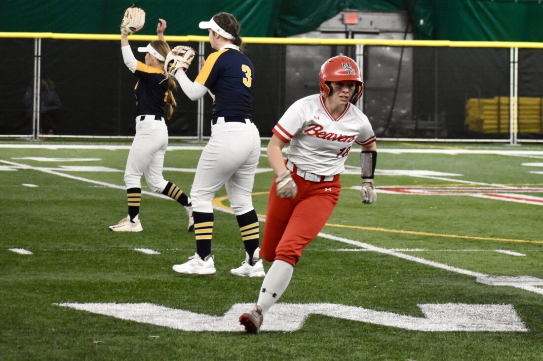 Minot State's Anna LaCount doubled and scored a run in the second game of a doubleheader against Northern State on Sunday, April 19.